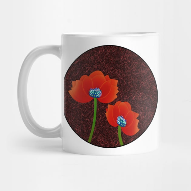 Digital Abstract of Red Poppies Back Version (MD23Mrl004) by Maikell Designs